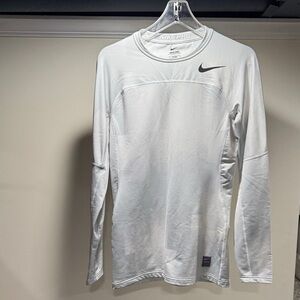 Nike Pro Hyperwarm Fitted Men's White Long Sleeve Tee